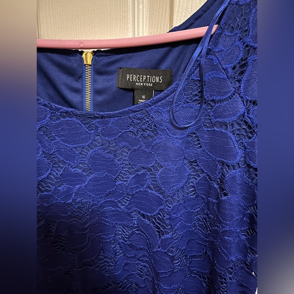 Perceptions Blue Floral Lace Dress - Size 16 - NWT - Picture 3 of 4